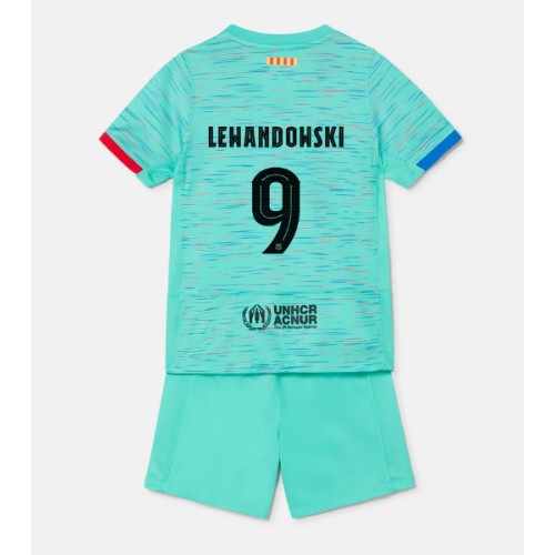 Fotballdrakt Barn Barcelona Robert Lewandowski #9 Tredjedraktsett 2023-24 Kortermet (+ Korte bukser)
